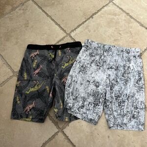 Old Navy Boys Swim Trunks Bundle XL 14-16 Dinosaur Abstract UPF 50 Board Shorts
